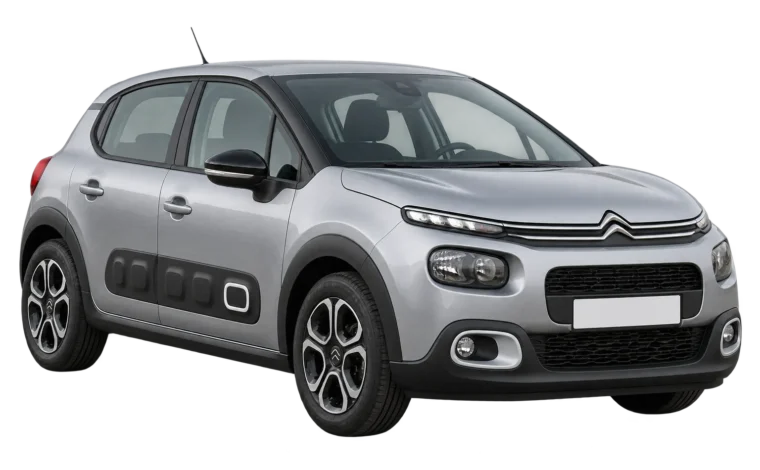 Silver Citroen C3, front three-quarter view