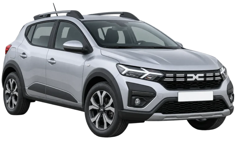 Silver Dacia Stepway, front three-quarter view