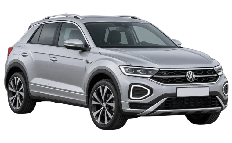 Silver Volkswagen T-Roc, front three-quarter view